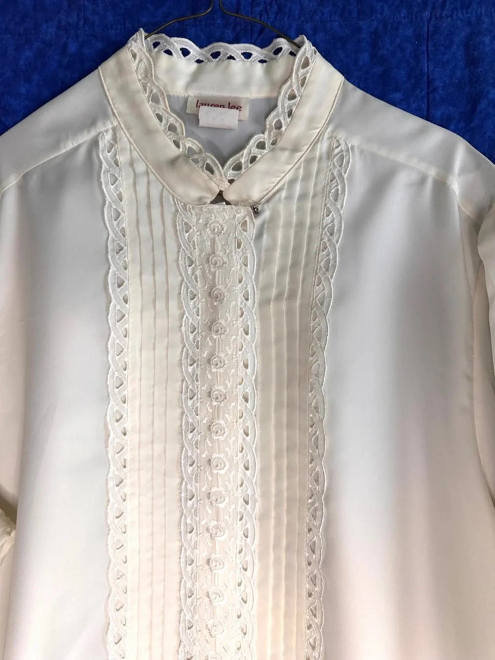Vintage 80s Set Of 3 Blouses Lace White Cream Victorian Embroidered Women’s 20W - Picture 3 of 14